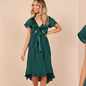 Petal and Pup Dark Green / Emerald Dress - Hi Lo Tie Front